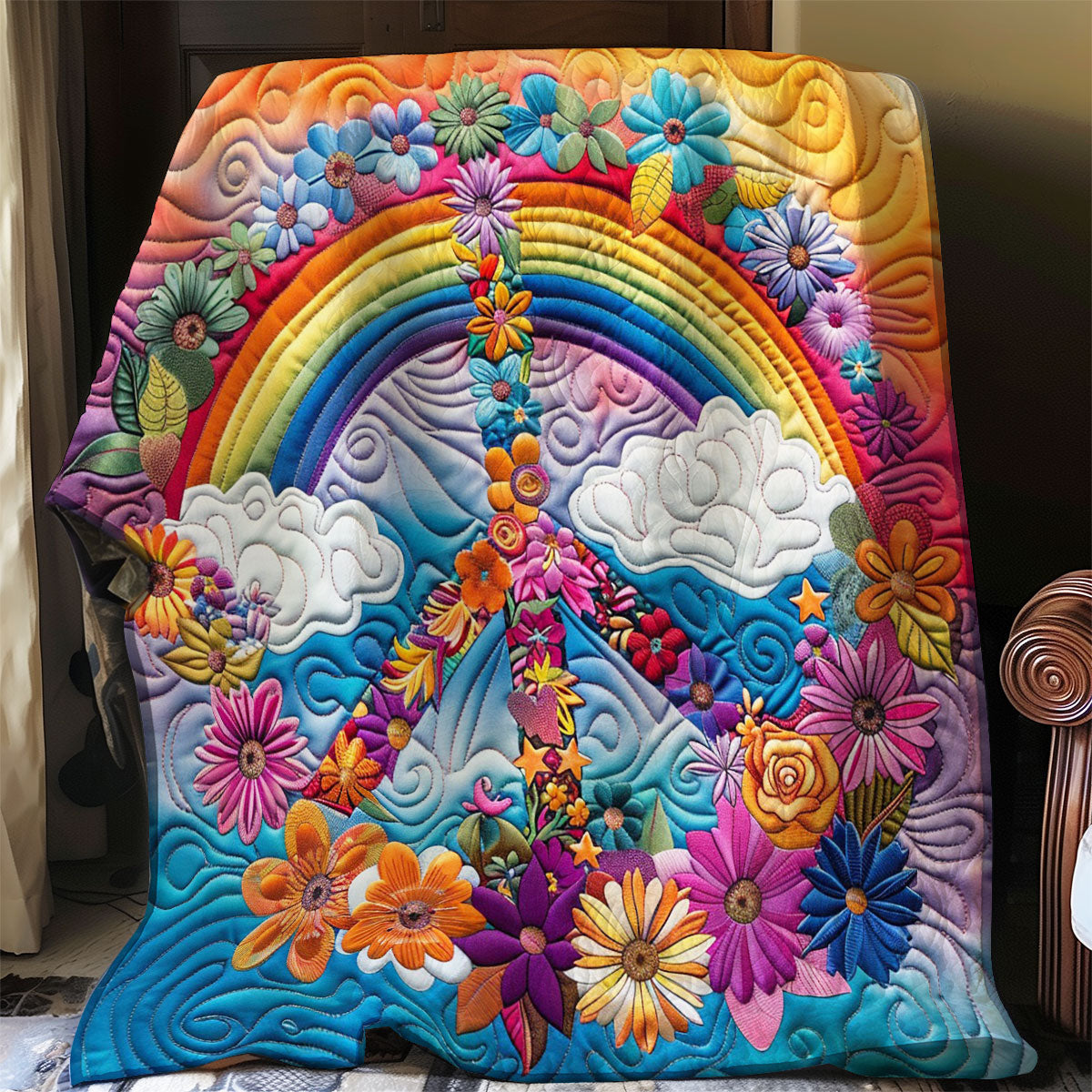 Rainbow And Peace Symbow WO2208039CL Quilt