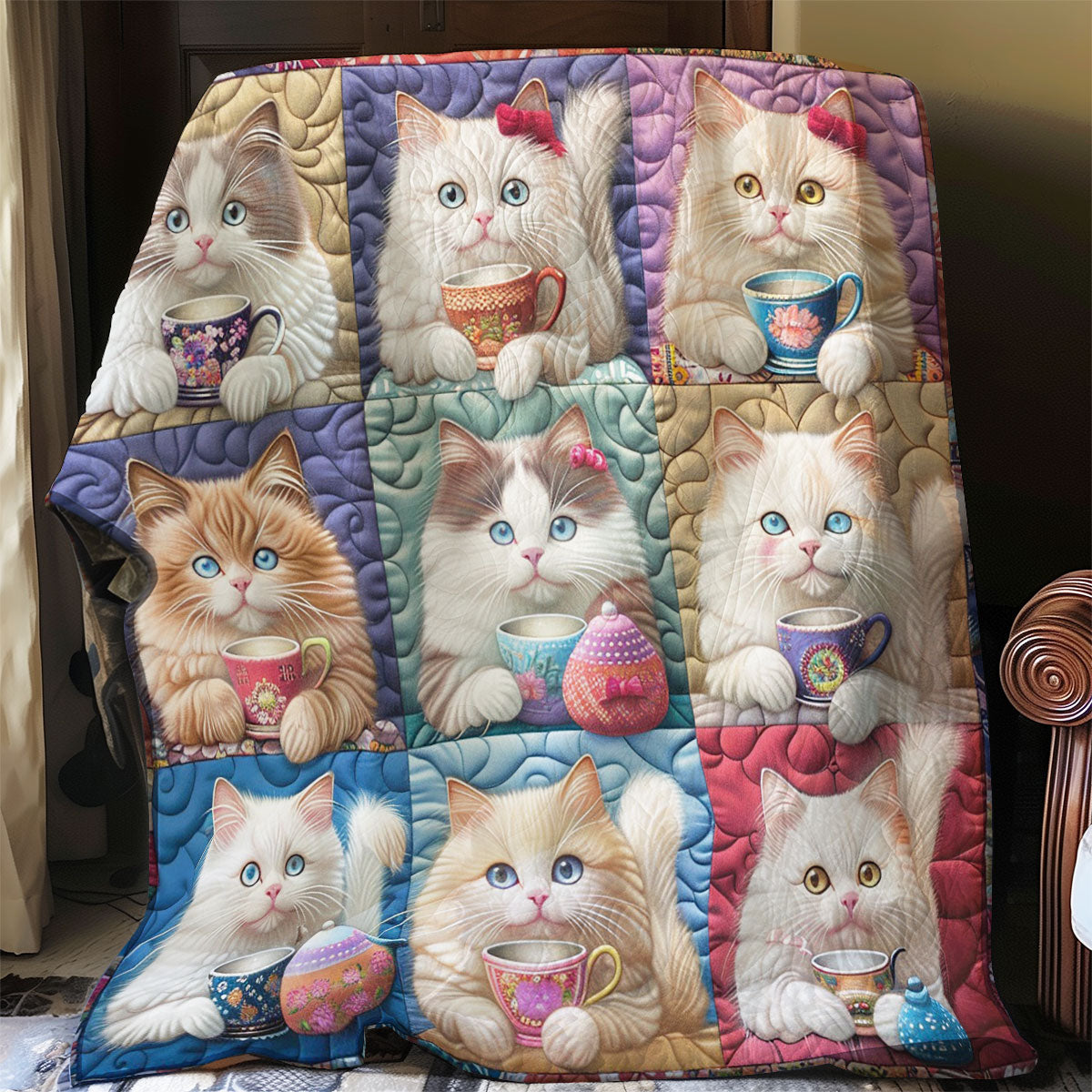 Rangdoll Cats And Cup WO2408033CL Quilt