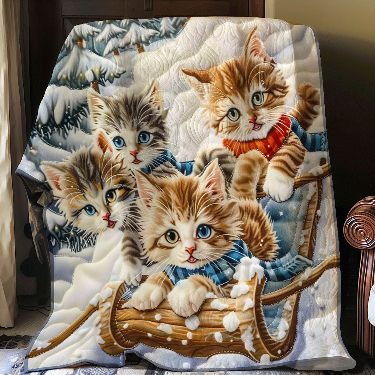 Skiing Cats WO1608019CL Quilt