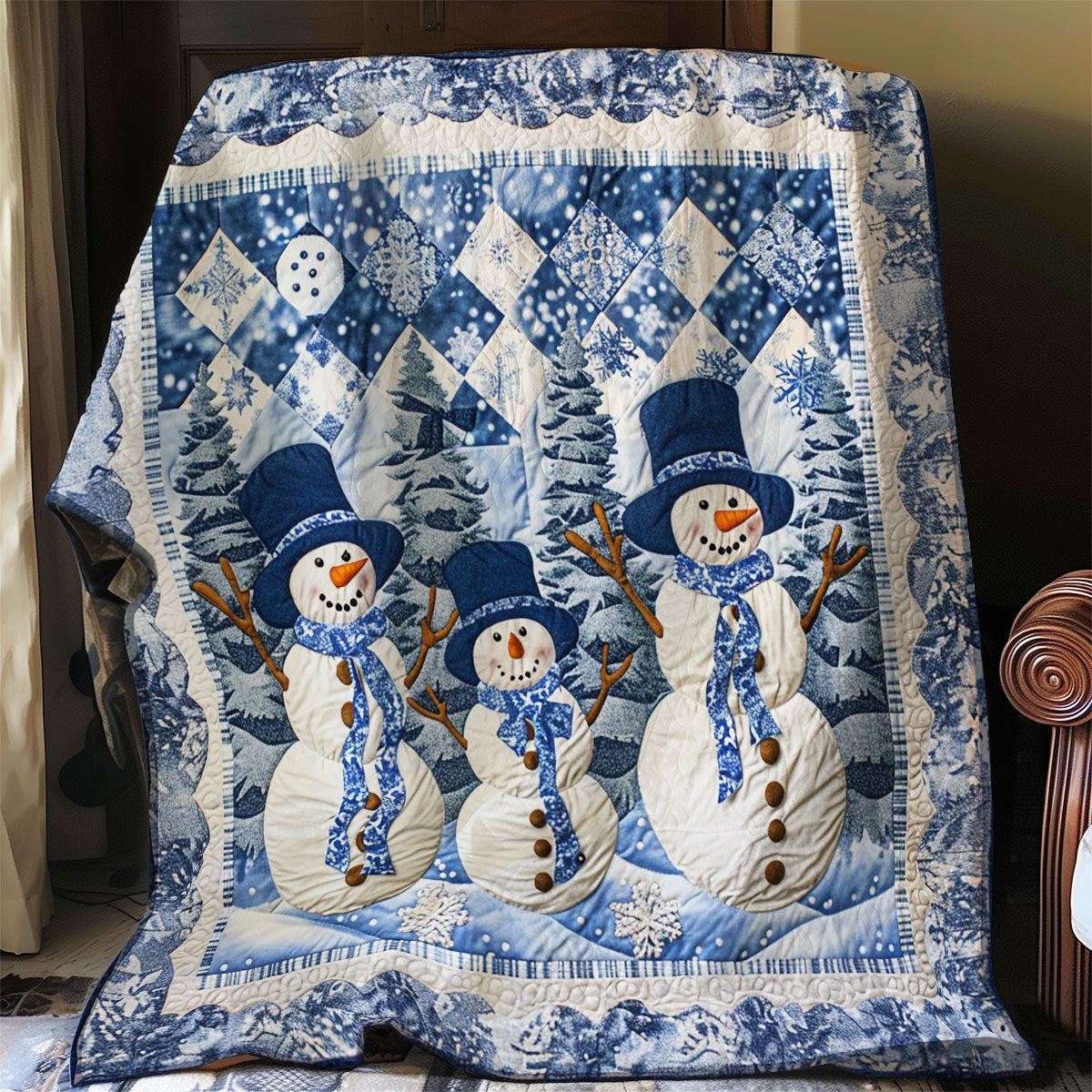 Snowman And Blue Scarf WO2408036CL Quilt