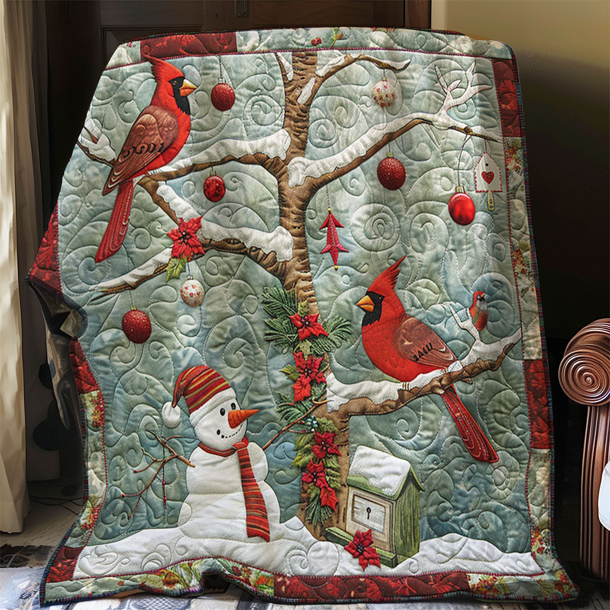 Snowman And Cardinal WO2908021CL Quilt