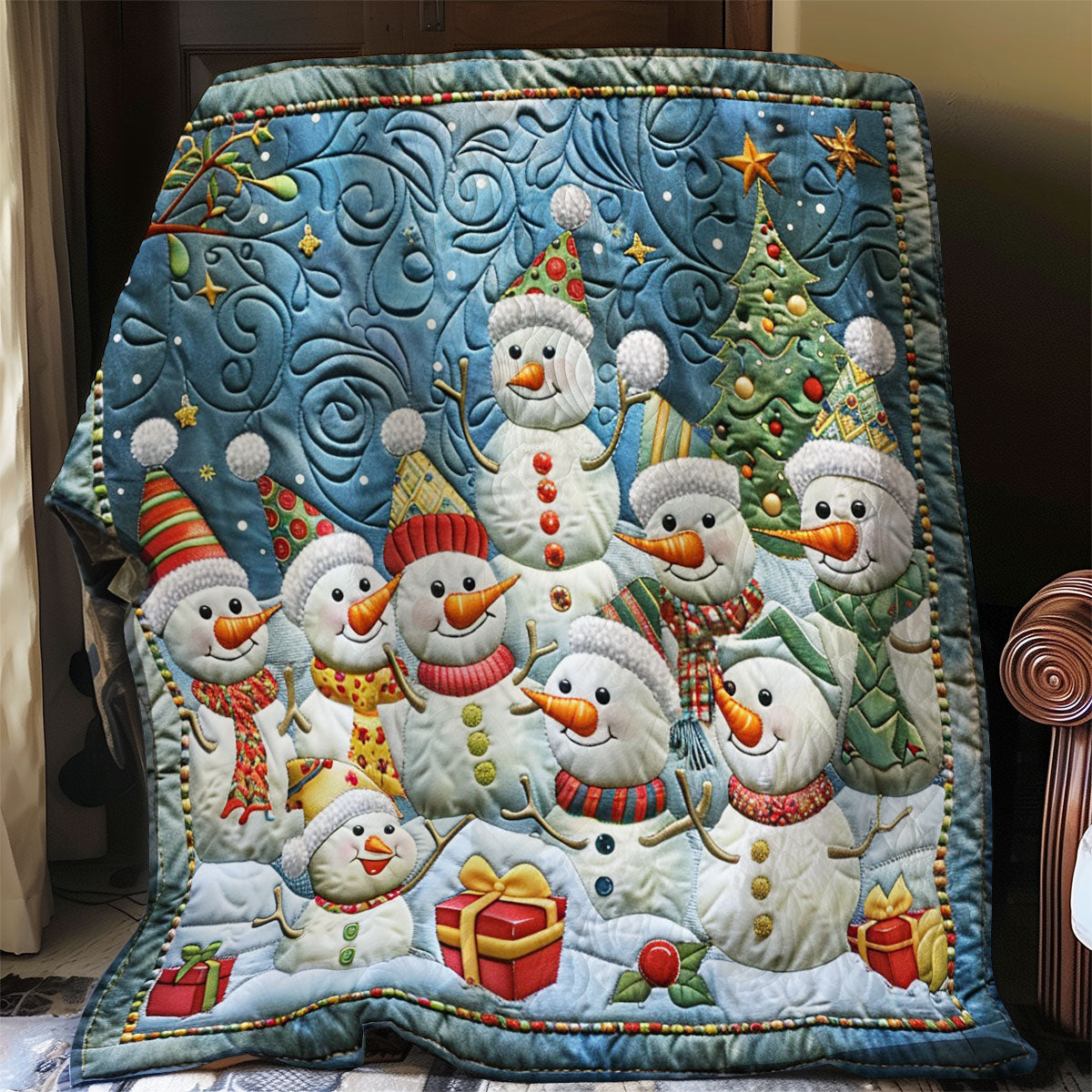 Snowman And Christmas WO2808024CL Quilt