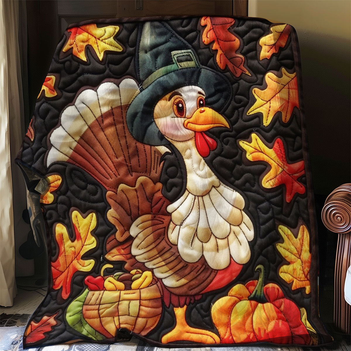 Turkey And Pumpkins WO2908025CL Quilt