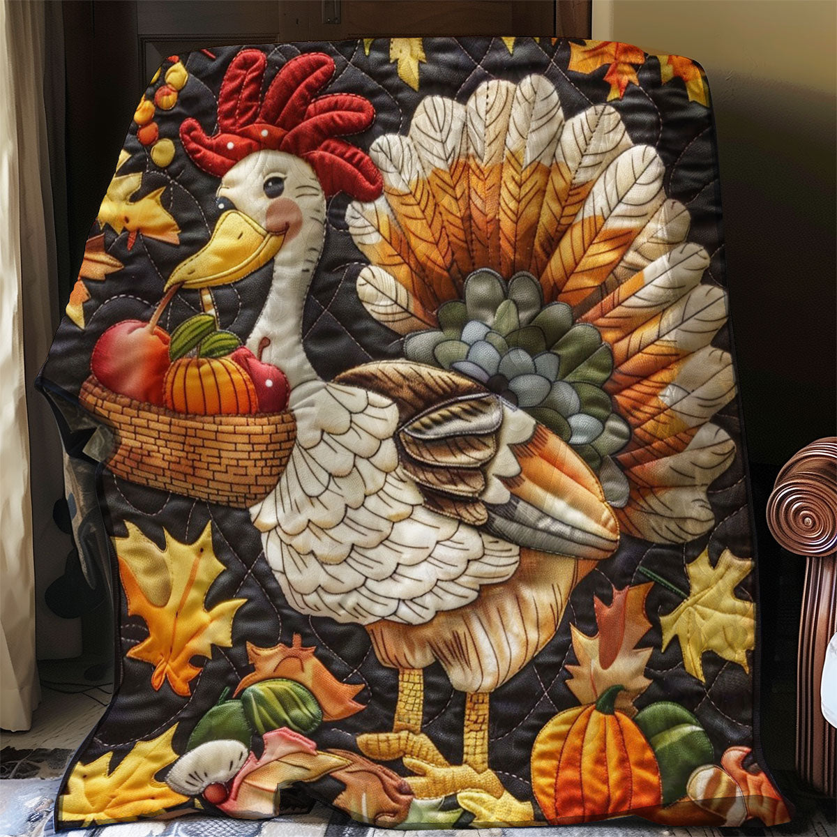 Turkey And Pumpkins WO2908027CL Quilt