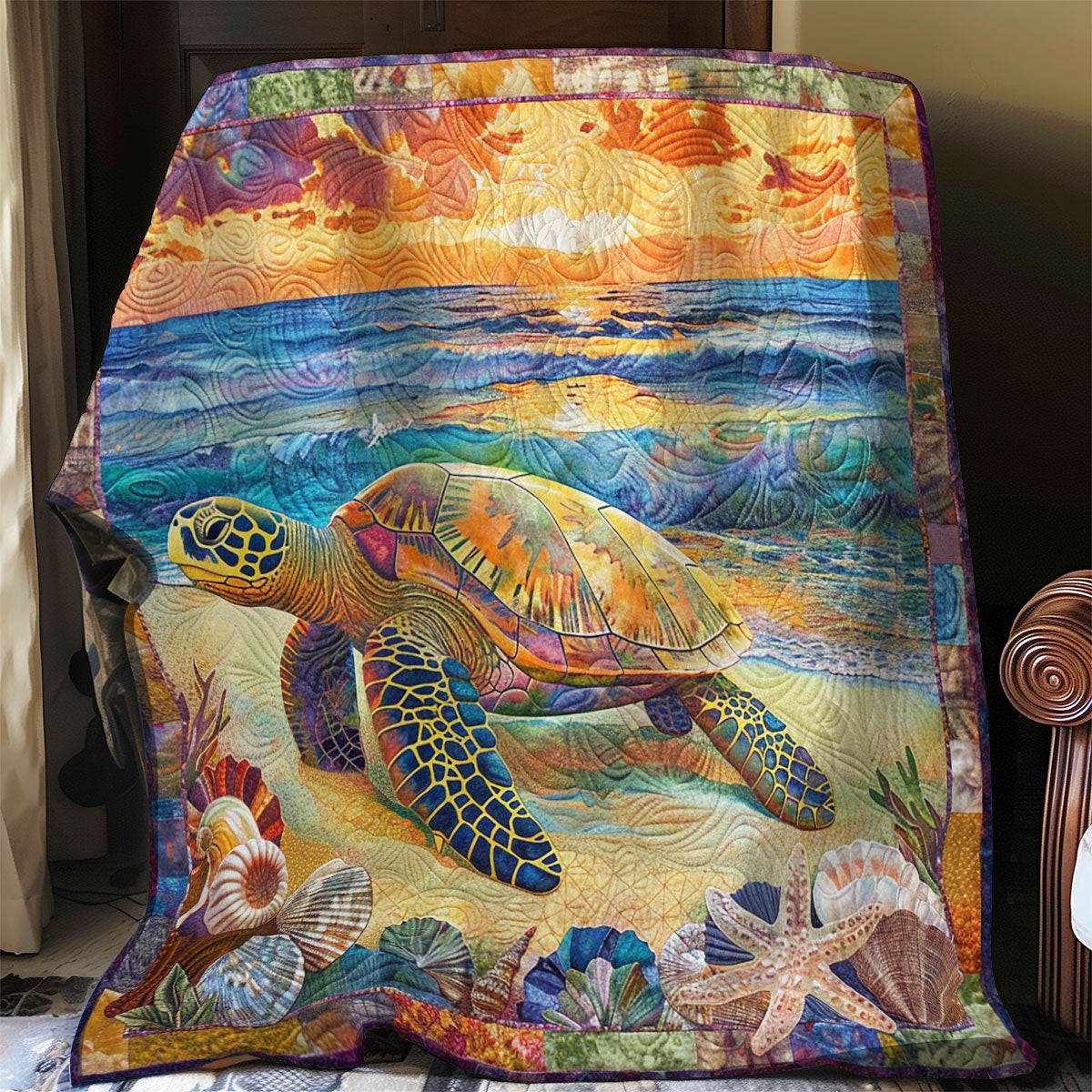 Turtle And Sunset WO2608047CL Quilt