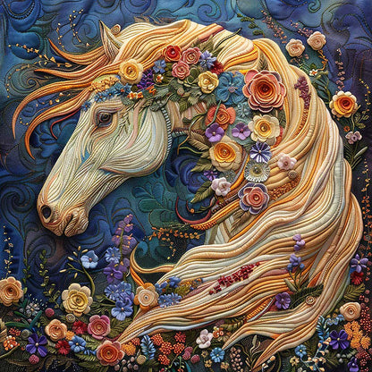Horse Flowing Floral Mane WM0909016CL Quilt