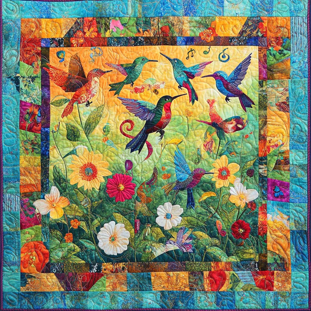 Hummingbirds And Music Garden WM3107001CL Quilt