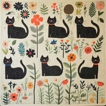 Joyful Black Cat WM3008028CL Quilt
