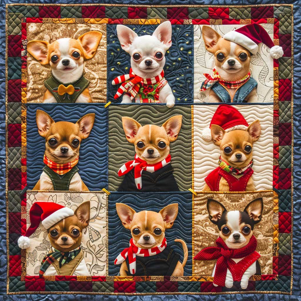 Joyful Christmas Chihuahua WM2808054CL Quilt