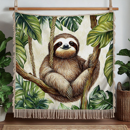 Jungle Sloth CW2101005CL Woven Throw Blanket