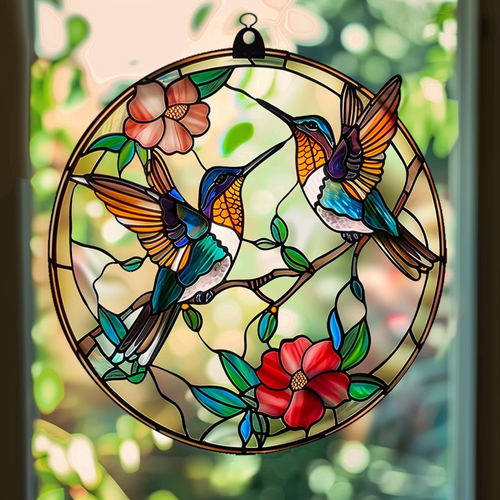 Love Hummingbirds XR2008040CL Suncatcher