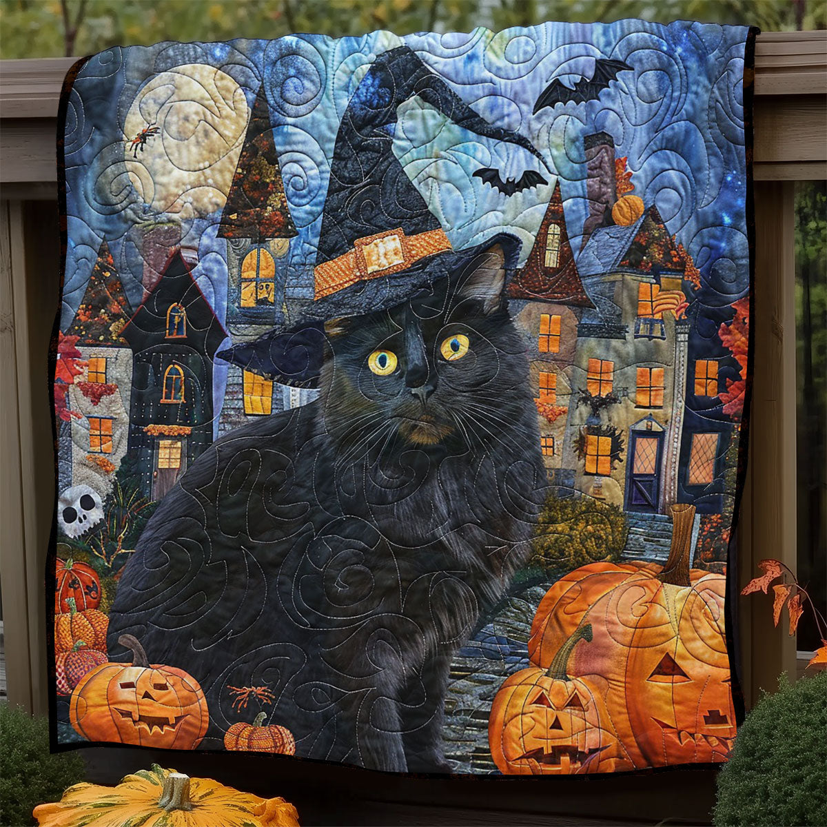 Black Cat In Halloween Night WM2608012CL Quilt