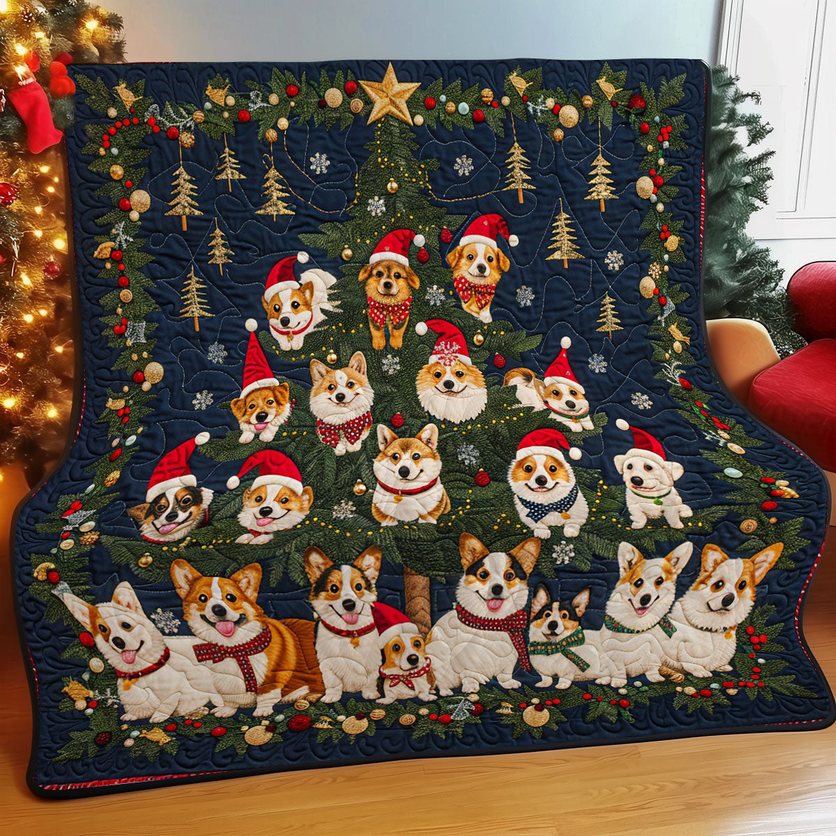 Corgi Christmas Tree WM2908013CL Quilt