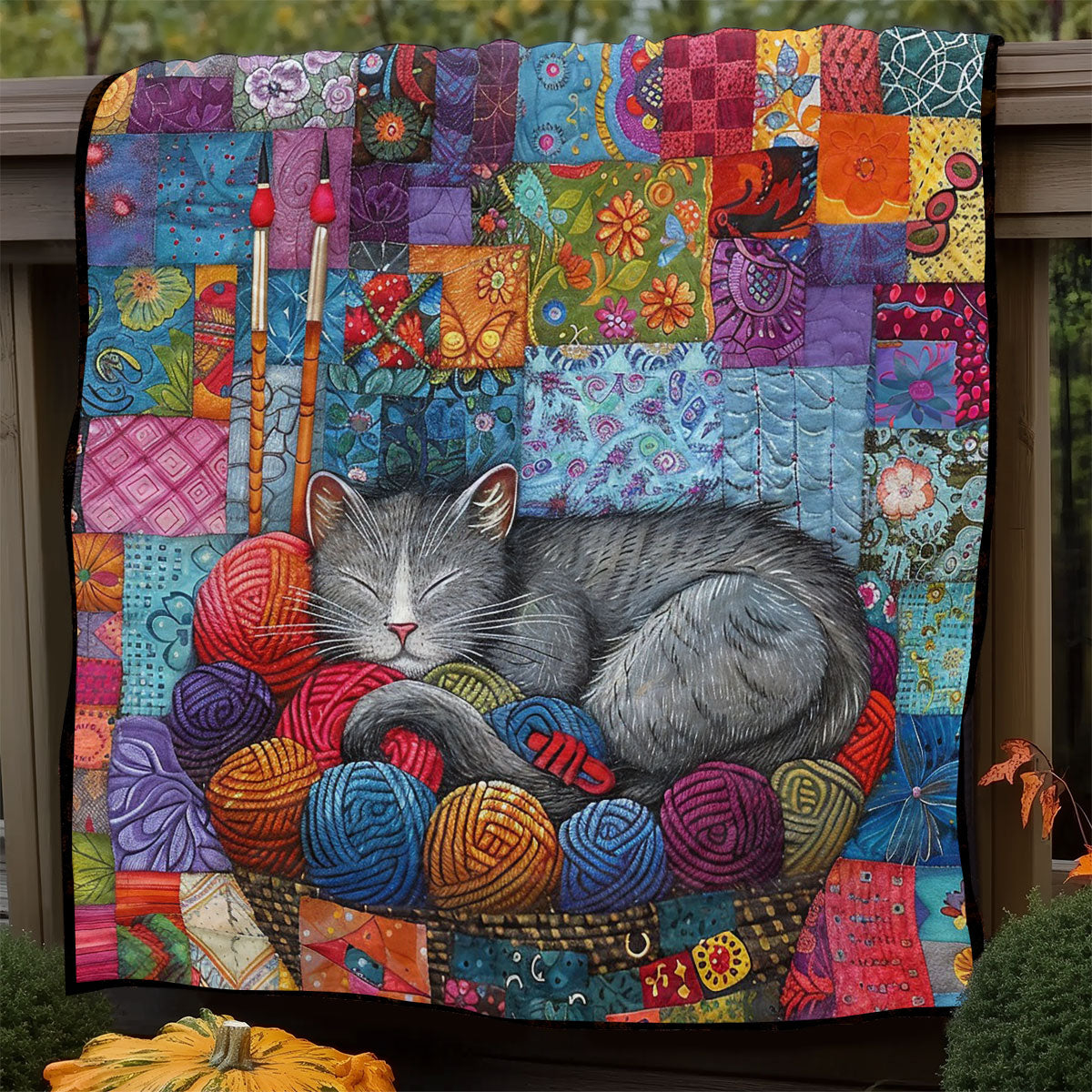 Whimsical Cat Sleeping WM2608005CL Quilt