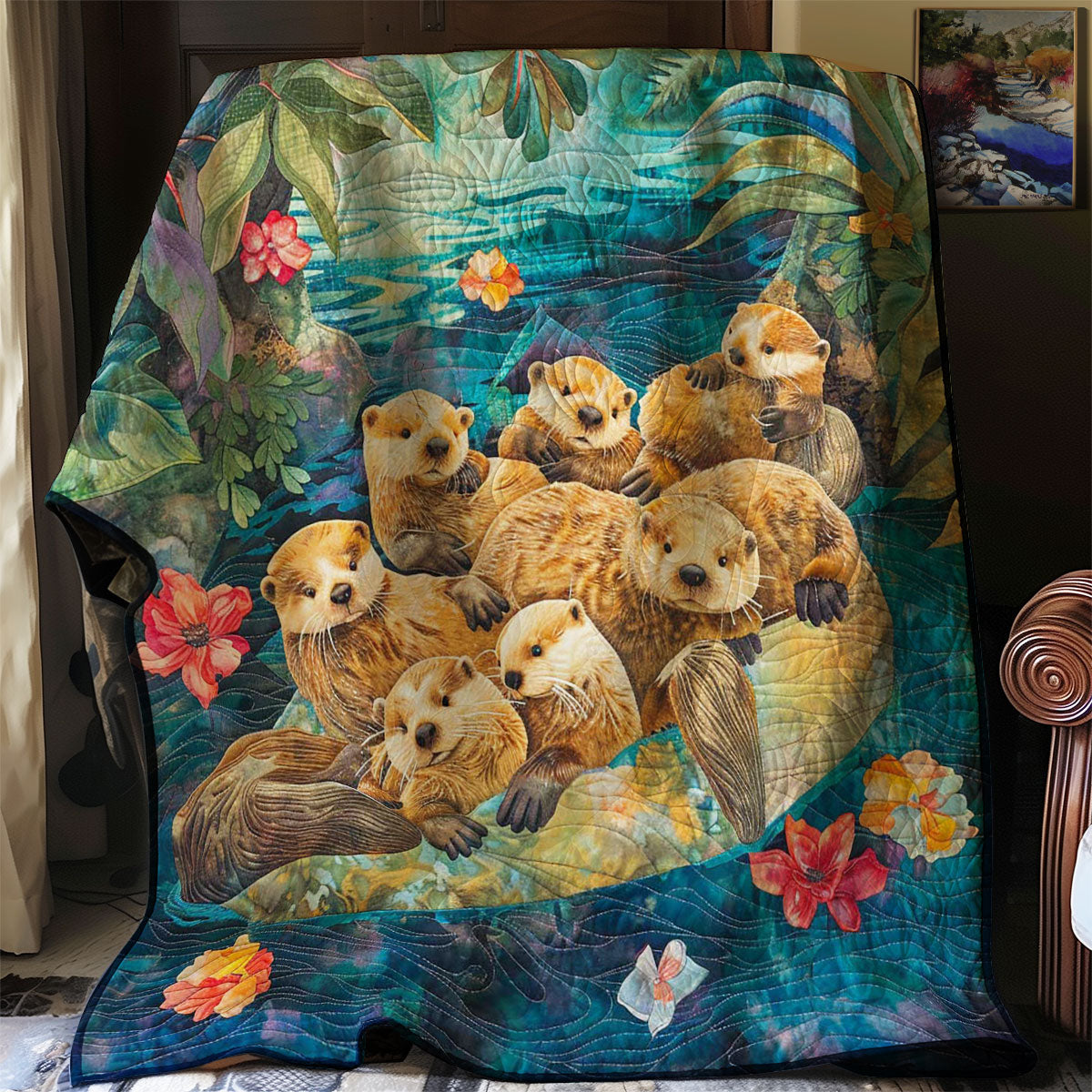 Otter Family Healing WP2907015CL Quilt