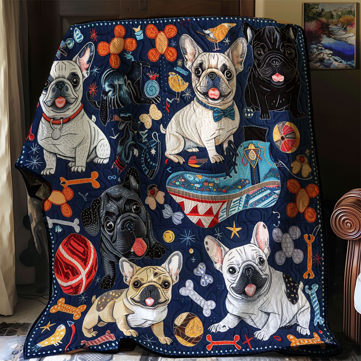 Playing French Bulldogs WP2907021CL Quilt