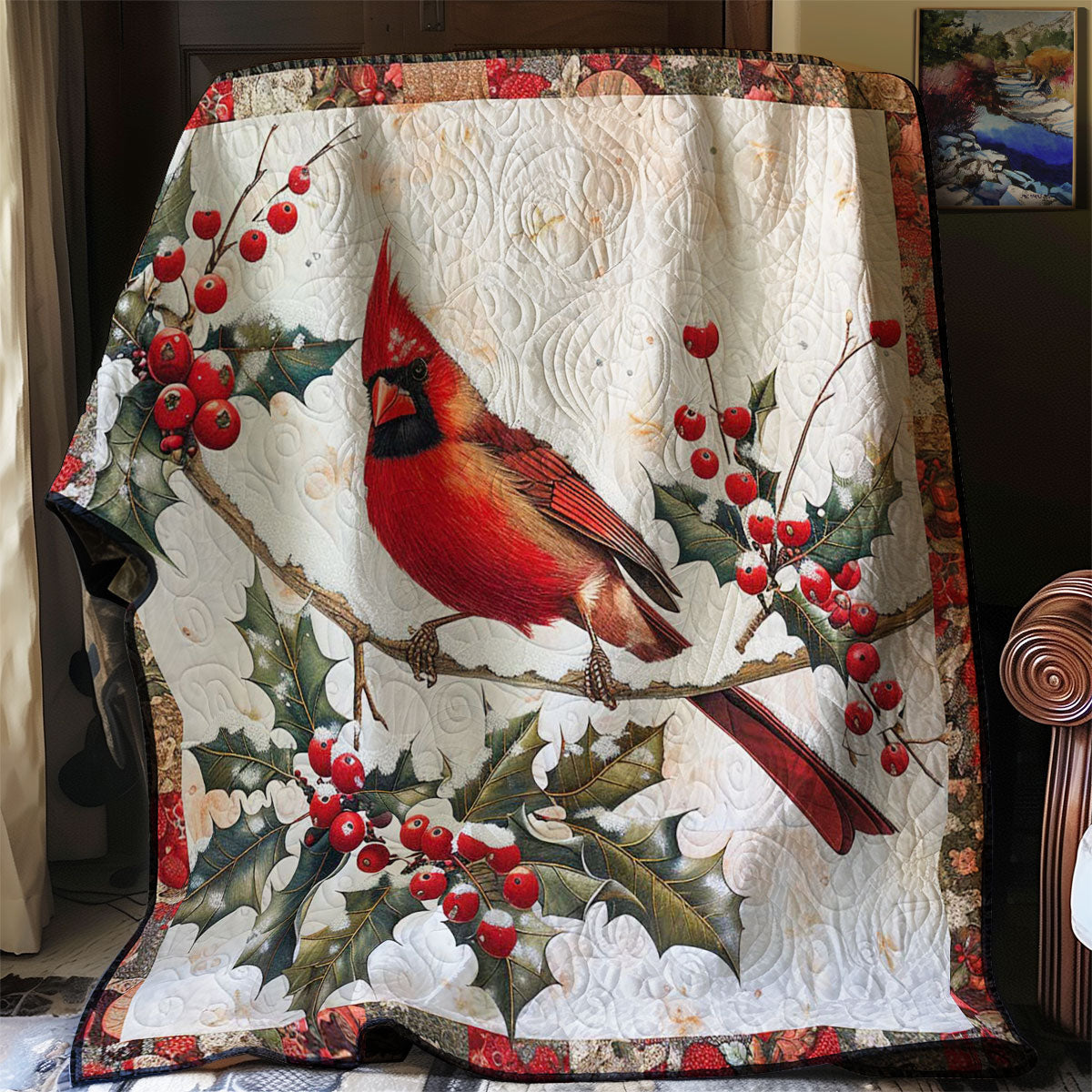 Red Cardinal Snowfall WP2907025CL Quilt