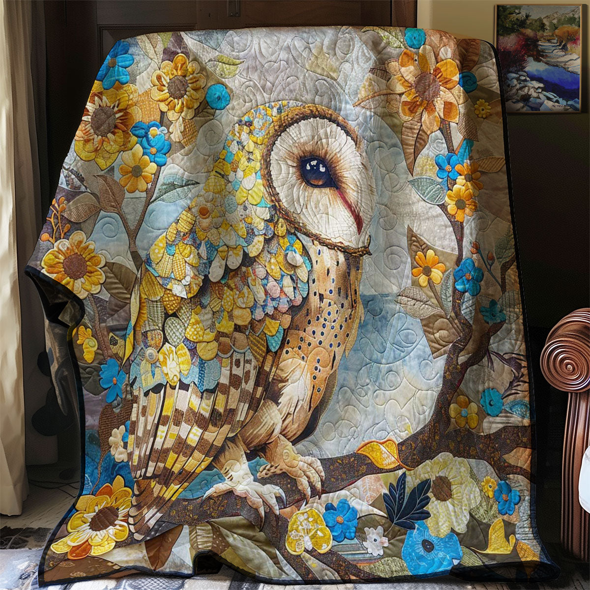 Spotted Owl Yellow Flowers WP2907005CL Quilt