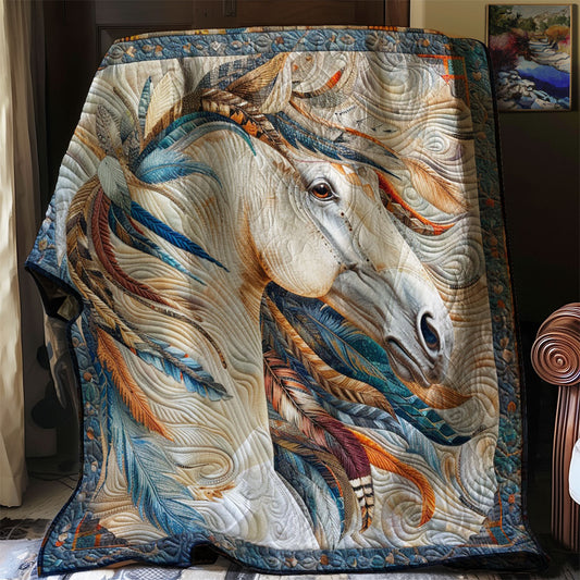 Art Blue Feathers Horse WM1508031CL Quilt