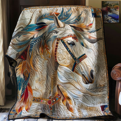 Art Blue Feathers Horse WM1508032CL Quilt