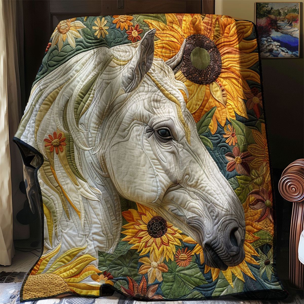 Art Horse And Sunflowers WM1408037CL Quilt