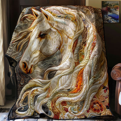 Artistic White Mane's Horse WM2008009CL Quilt