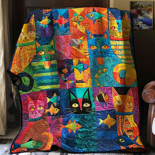 Asian Cats And Fish WM1008037CL Quilt