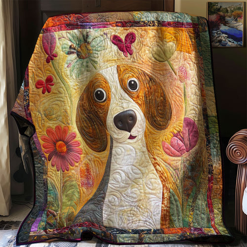 Beagle And Flowers WN0508040CL Quilt