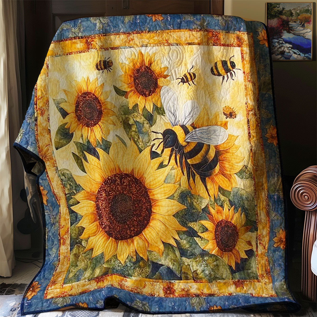 Bees And Sunflowers WN0208004CL Quilt