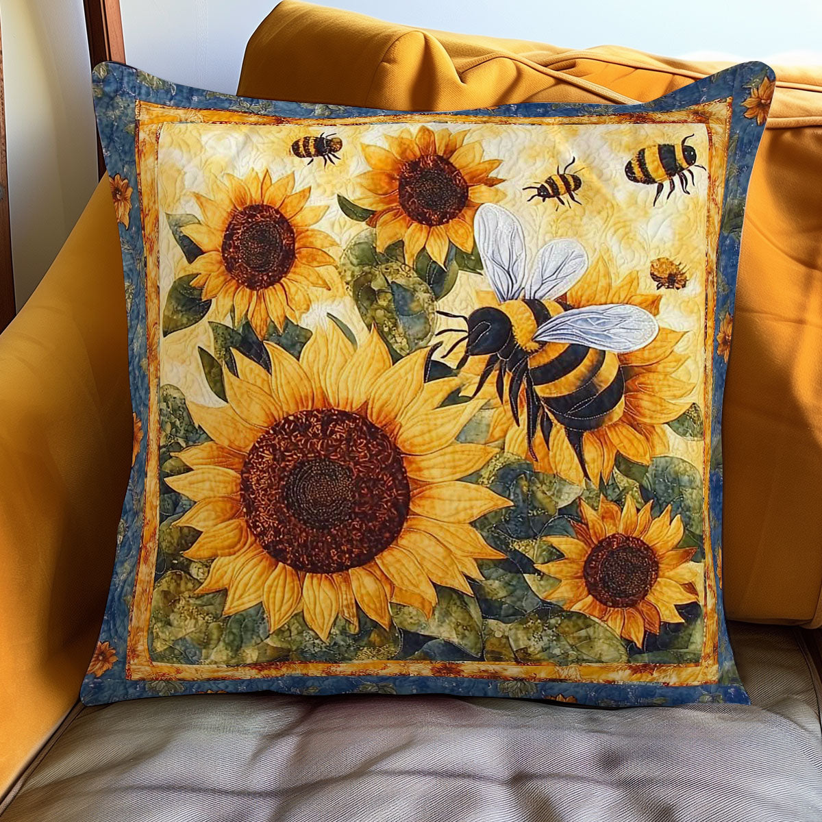 Bees And Sunflowers WN0208052CL Quilt Pillow Case