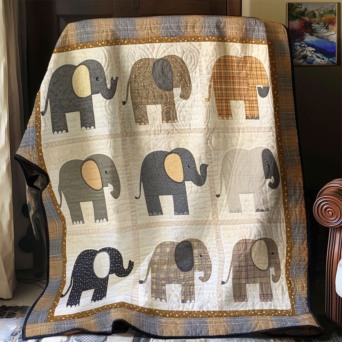 Beige Elephants WM0308001CL Quilt