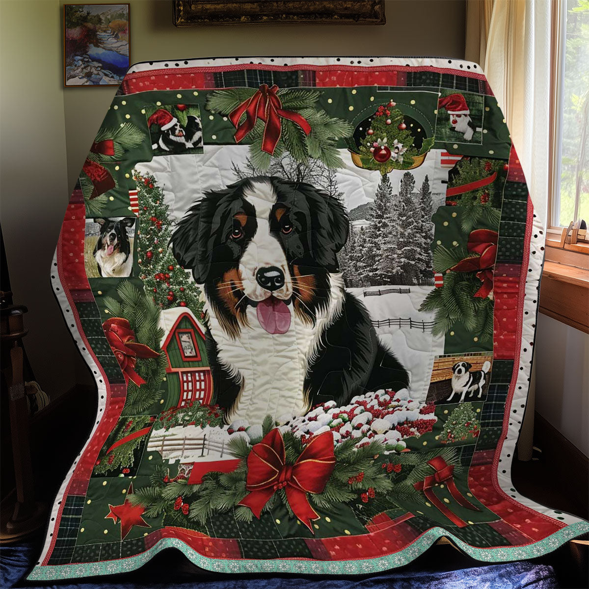 Bernese Mountain Christmas Tree Farm WN3008004CL Quilt