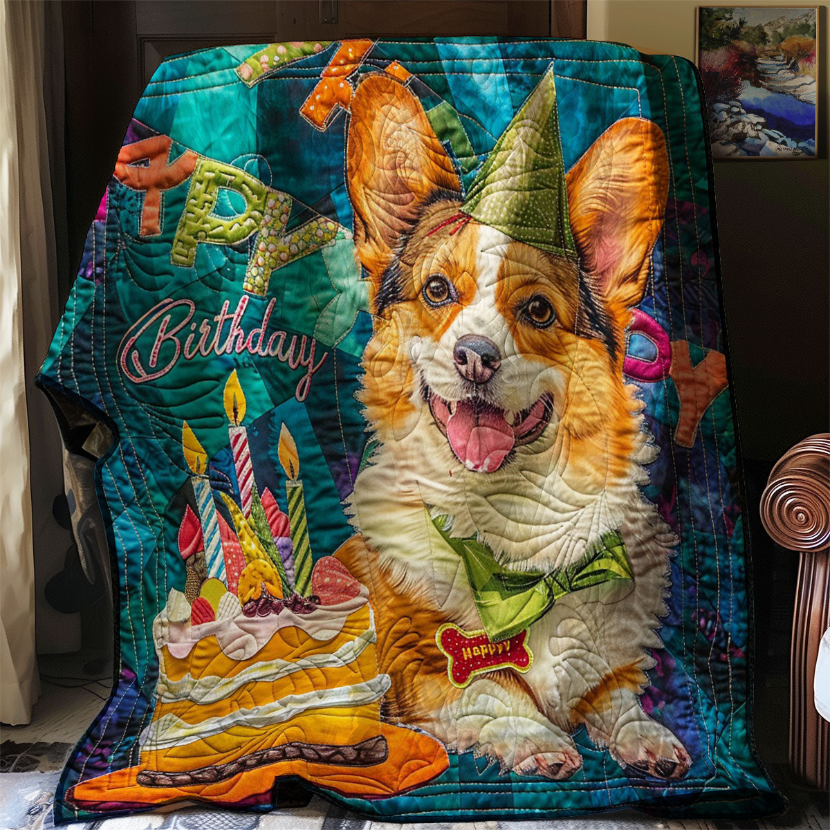 Birthday Corgi WM2408005CL Quilt