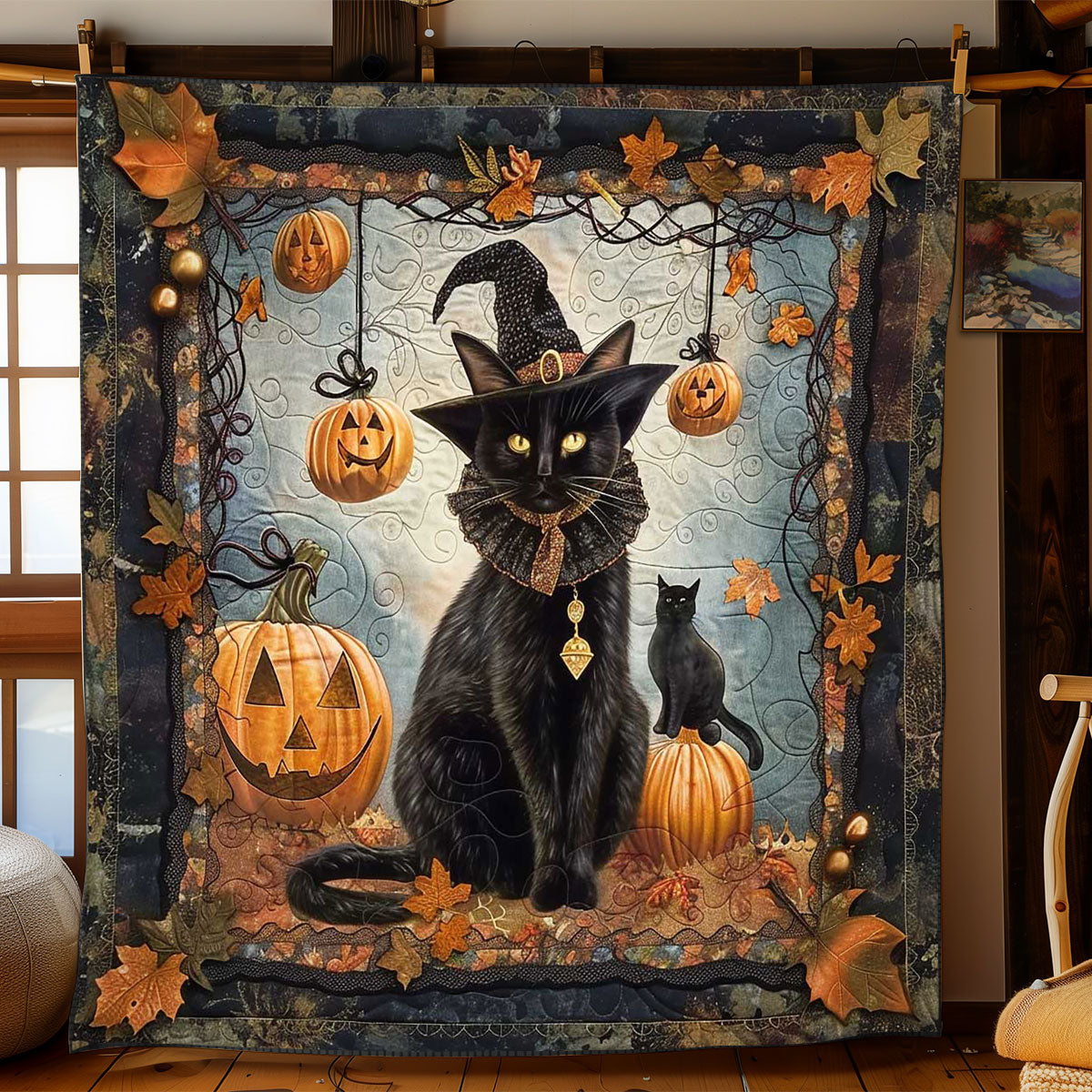 Black Cat's Haunted Pumpkin WN1908101CL Quilt
