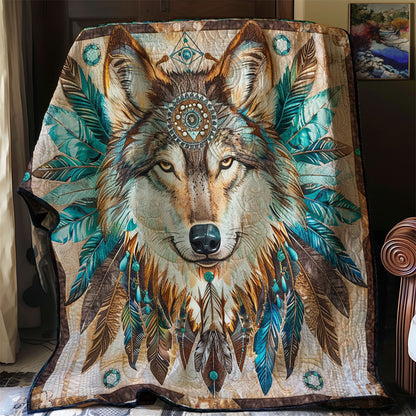 Blue Feathers Wolf WM0509010CL Quilt