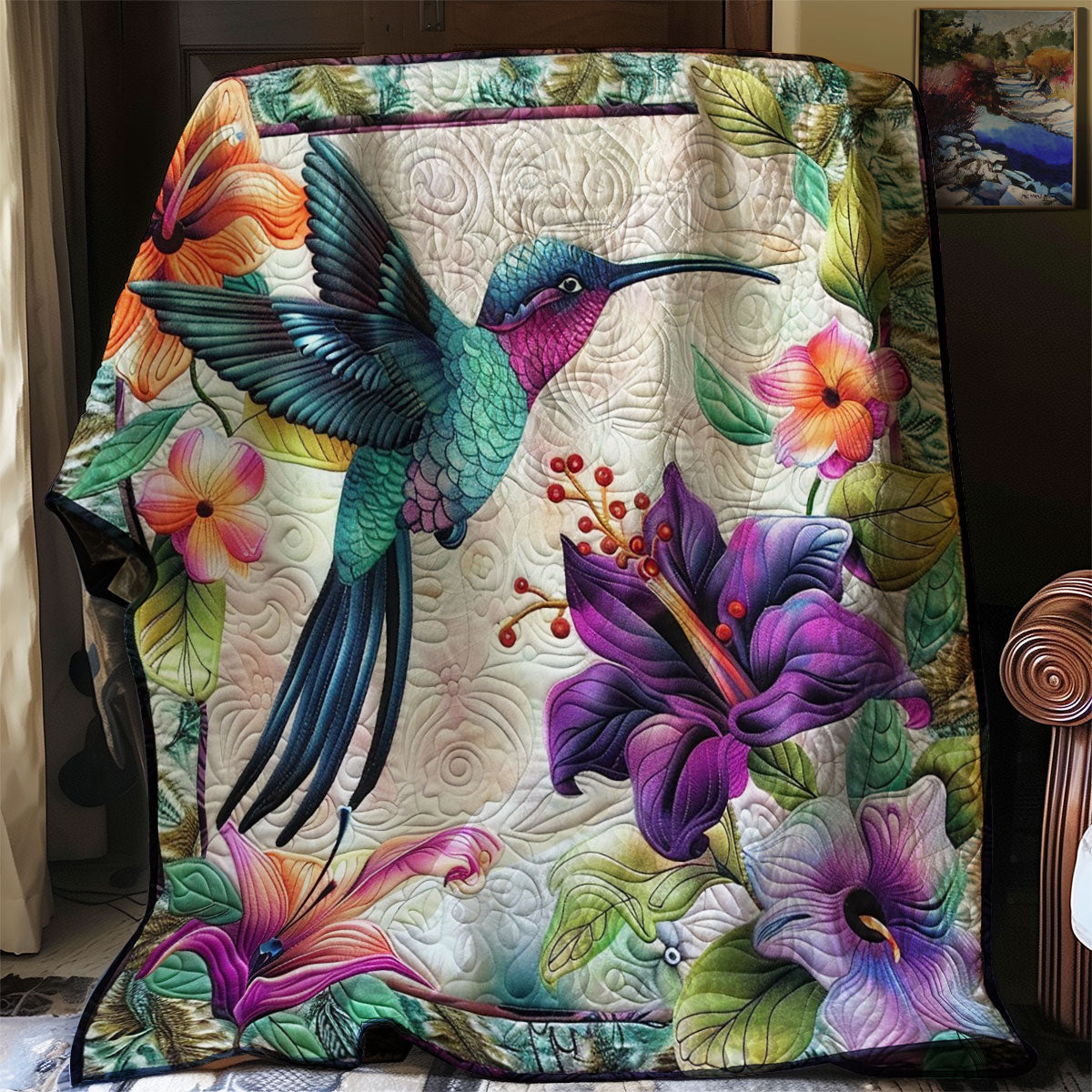 Blue Hummingbirds WM1008060CL Quilt