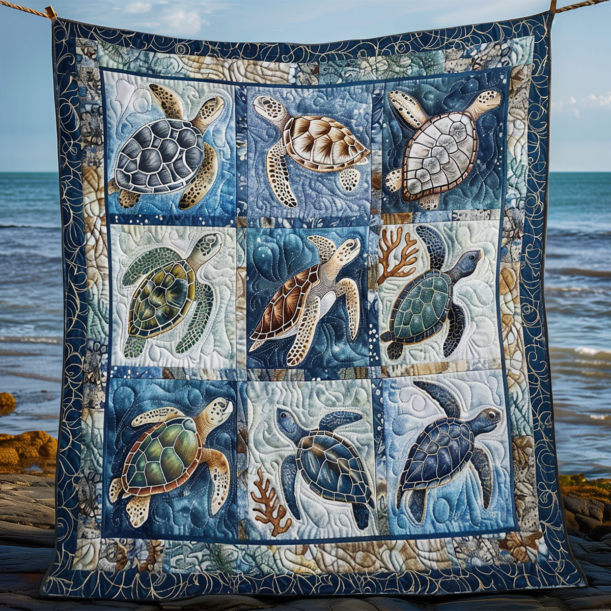 Blue Sea Turtles SR1008020CL Quilt