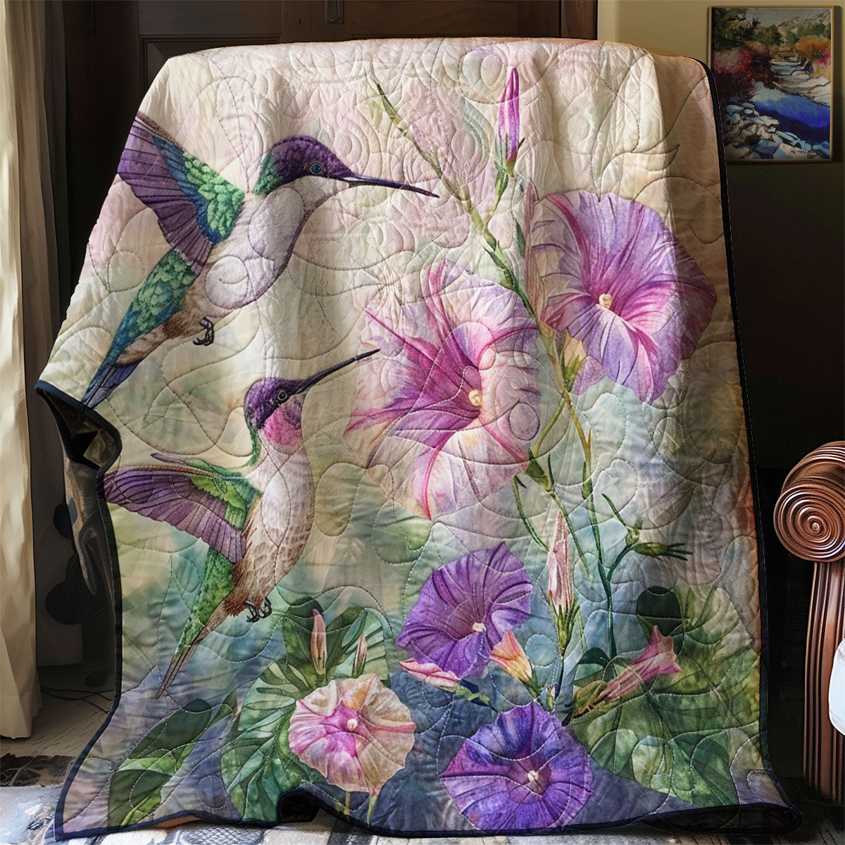 Blur Purple Morning Hummingbirds WM2008008CL Quilt