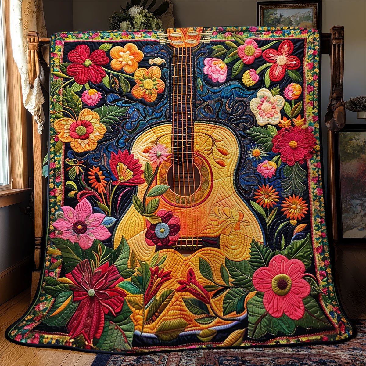 Boho Guitar Garden WN2208123CL Quilt