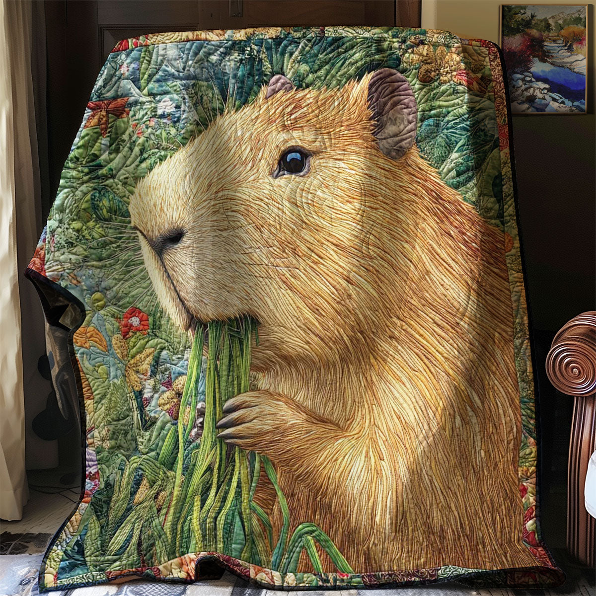 Capybara Eats Grass WN0708054CL Quilt