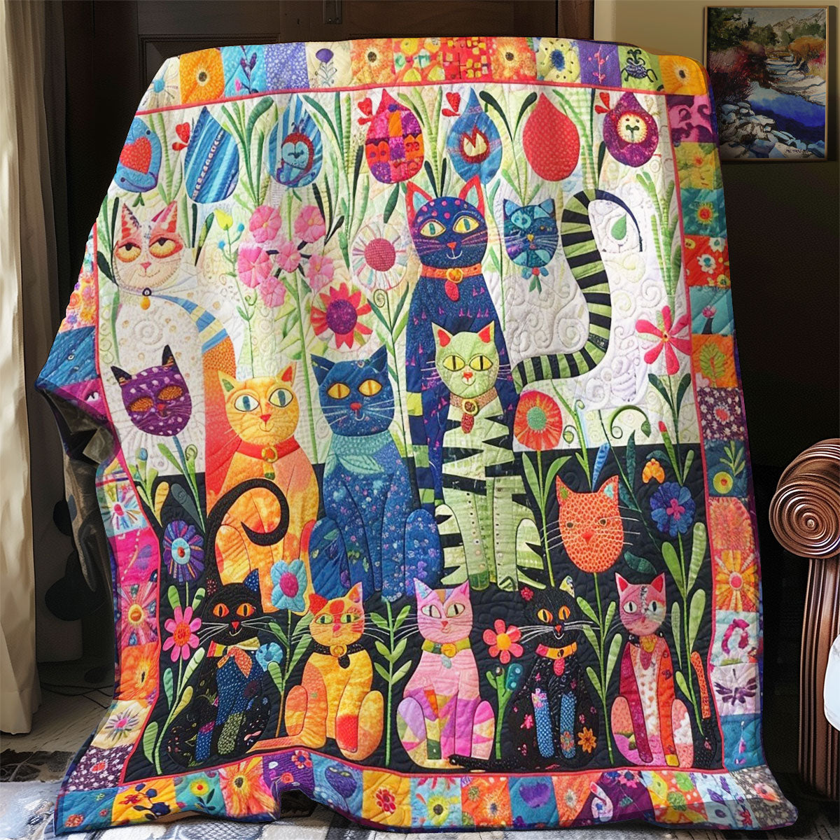 Cartoon Cat Garden WM0808015CL Quilt