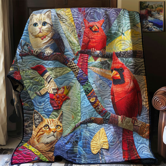 Cat And Red Birds WM1008043CL Quilt