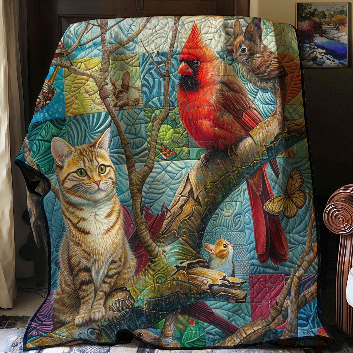 Cat And Red Friends WM1308032CL Quilt