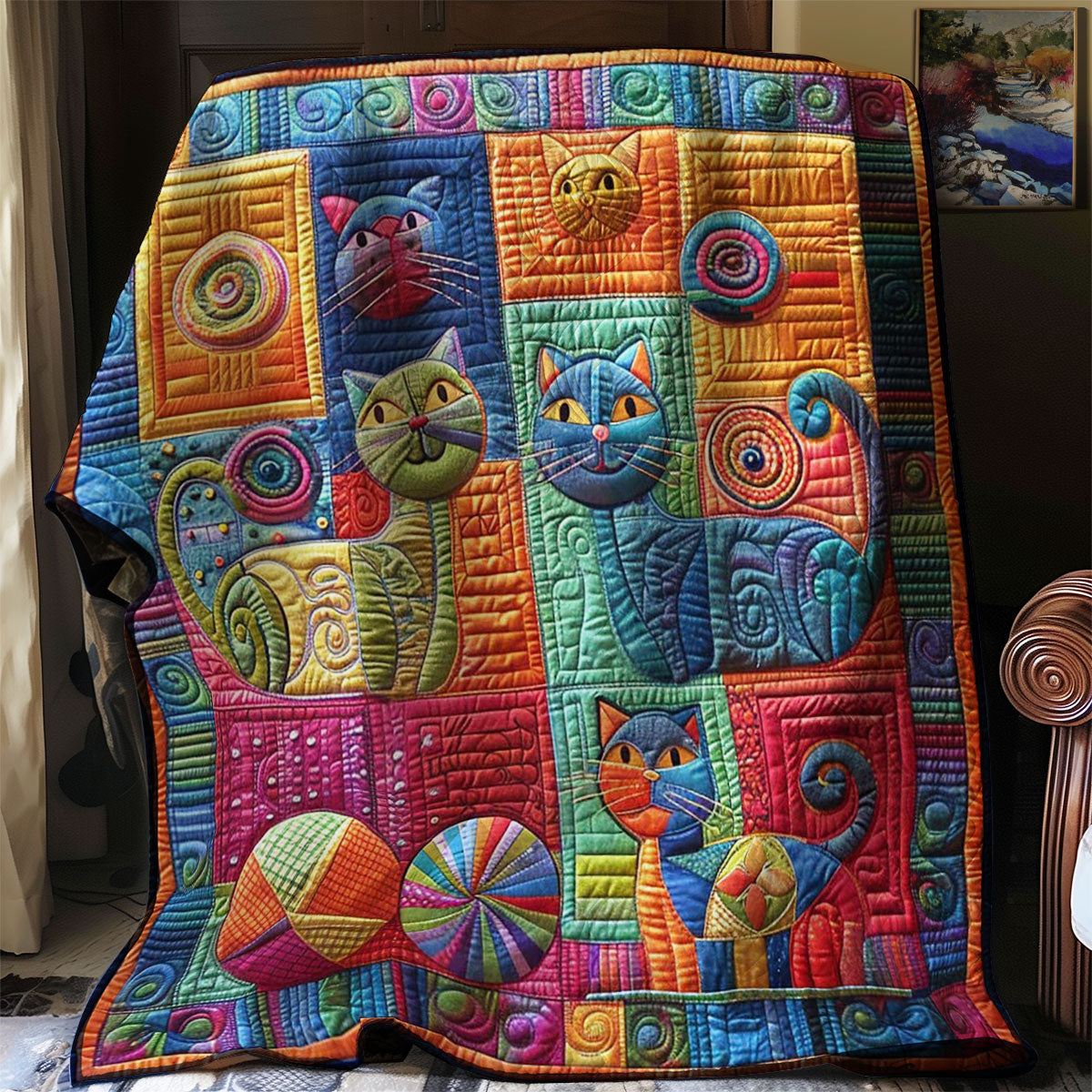 Cat Playful Yarn WN0908039CL Quilt