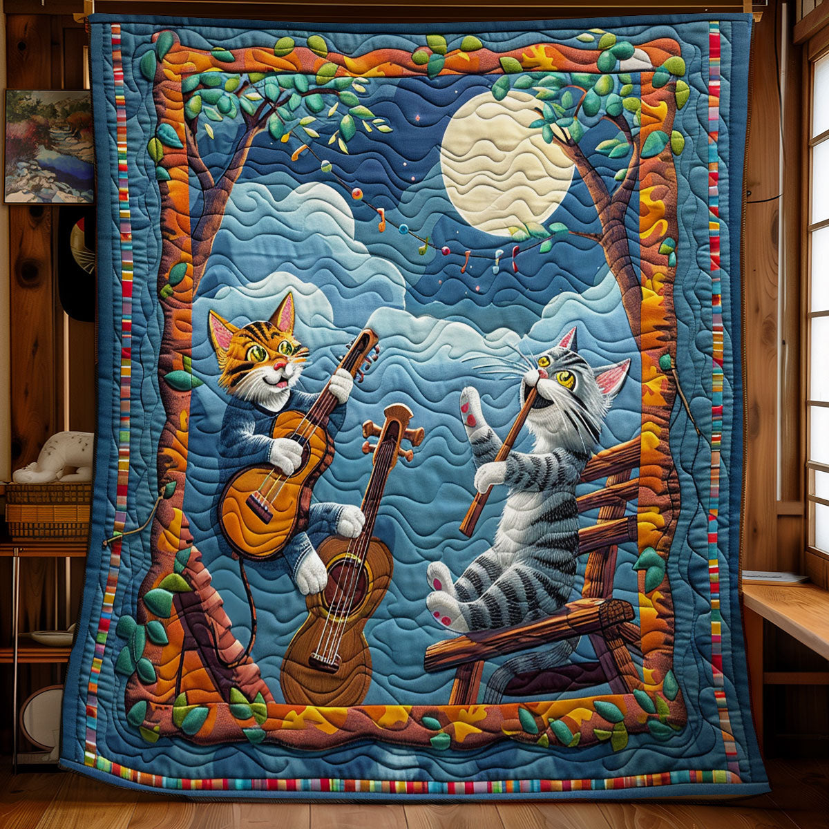 Cat Playing Music SR2008008CL Quilt