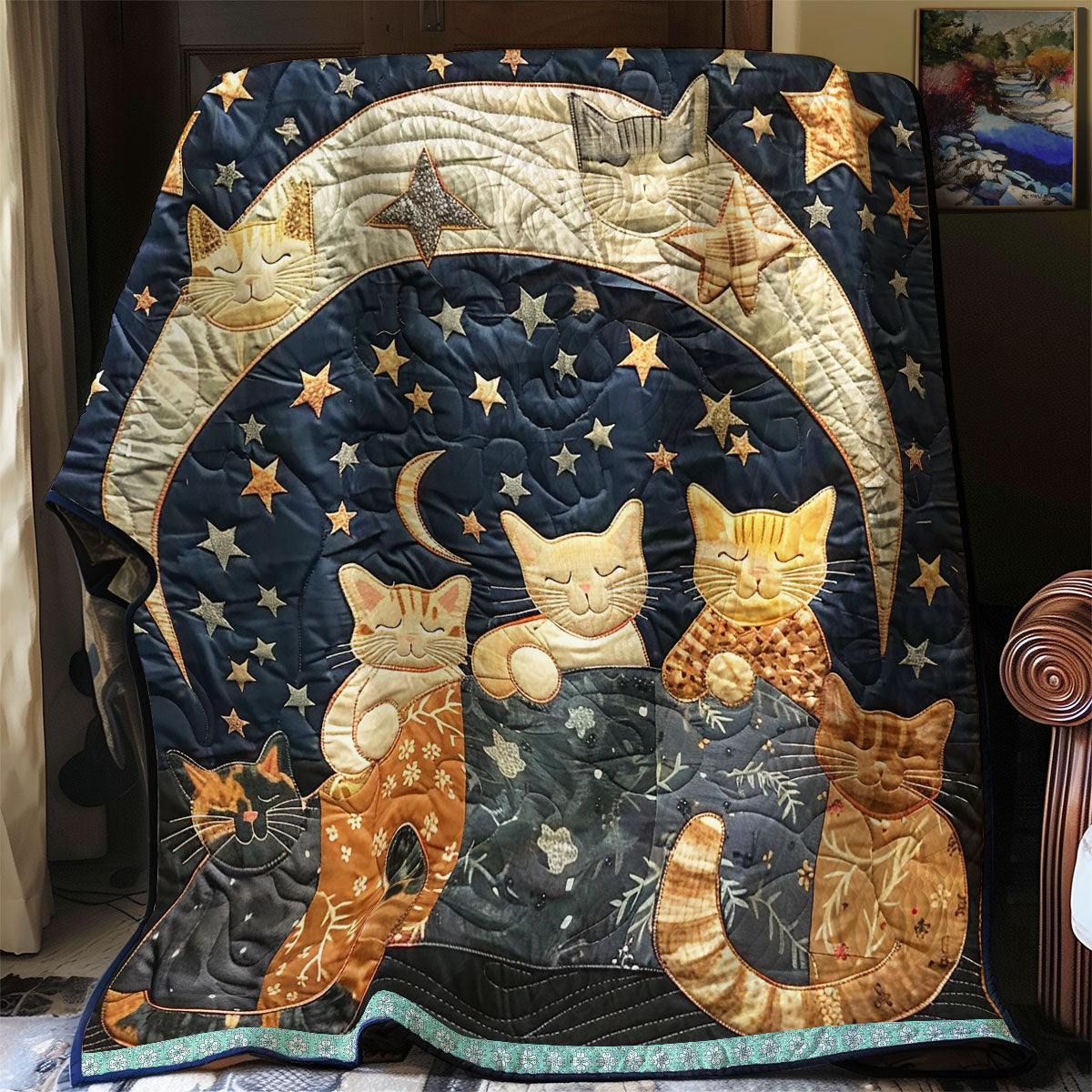 Cats’ Dreamy Crescent WN0909098CL Quilt