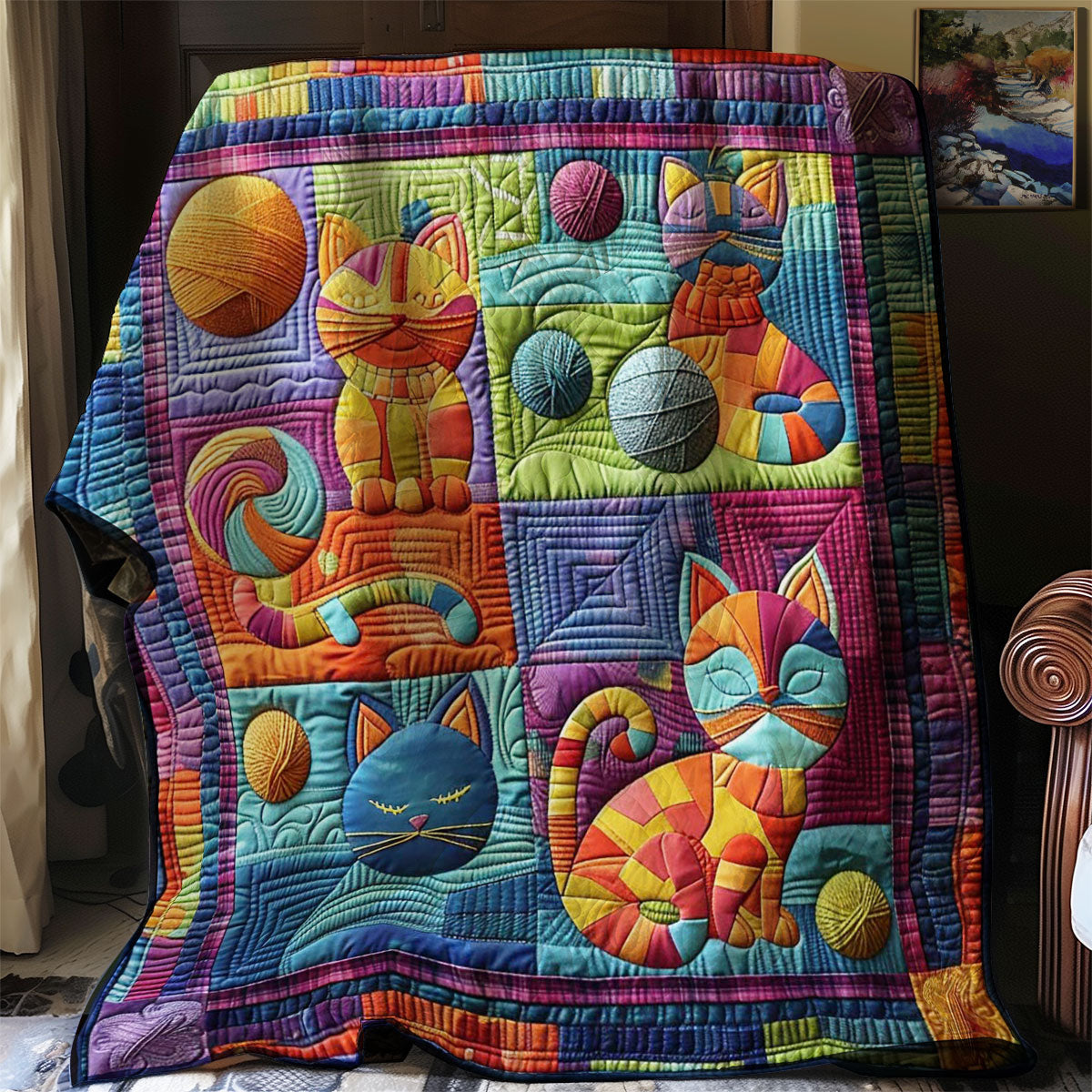 Charming Cat & Yarn WN0908047CL Quilt