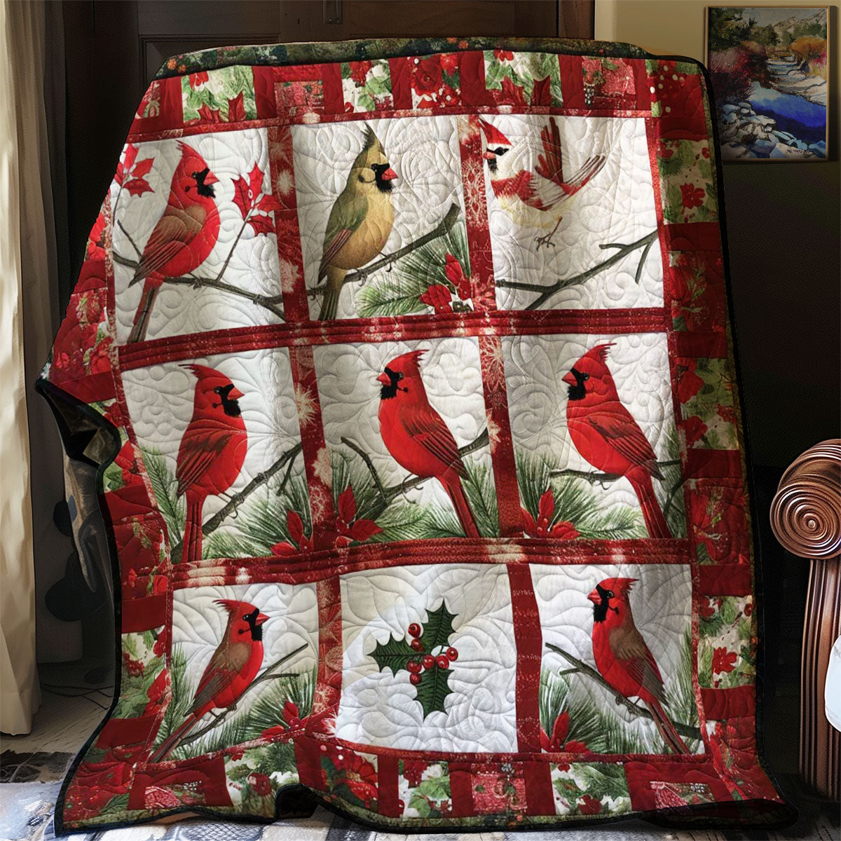 Cheerful Cardinal Christmas WN1008084CL Quilt