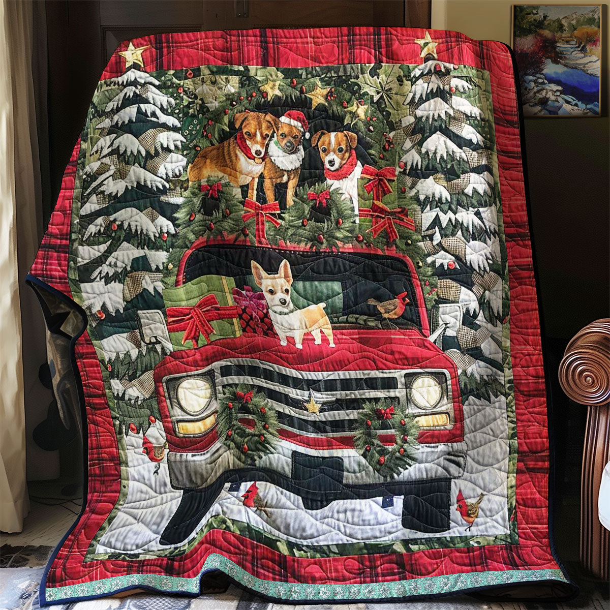 Chihuahua Holiday Truck WN1109036CL Quilt