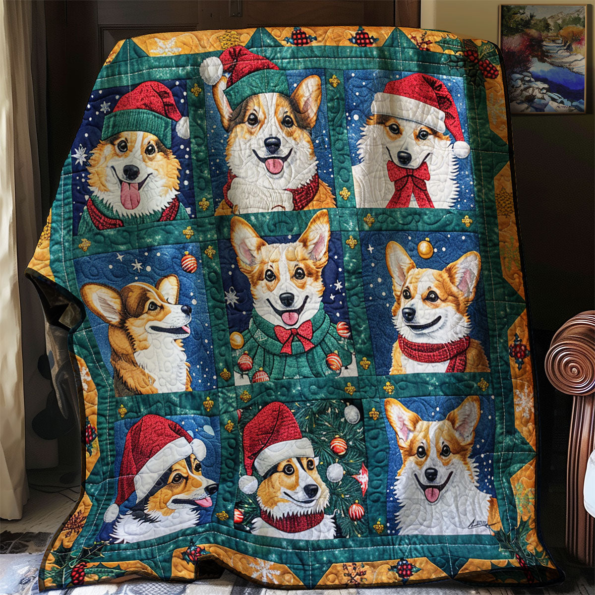 Christmas Corgi WM2008014CL Quilt